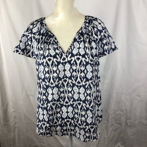 GAP Ladies silk blouse, M, blue/white, V-neck